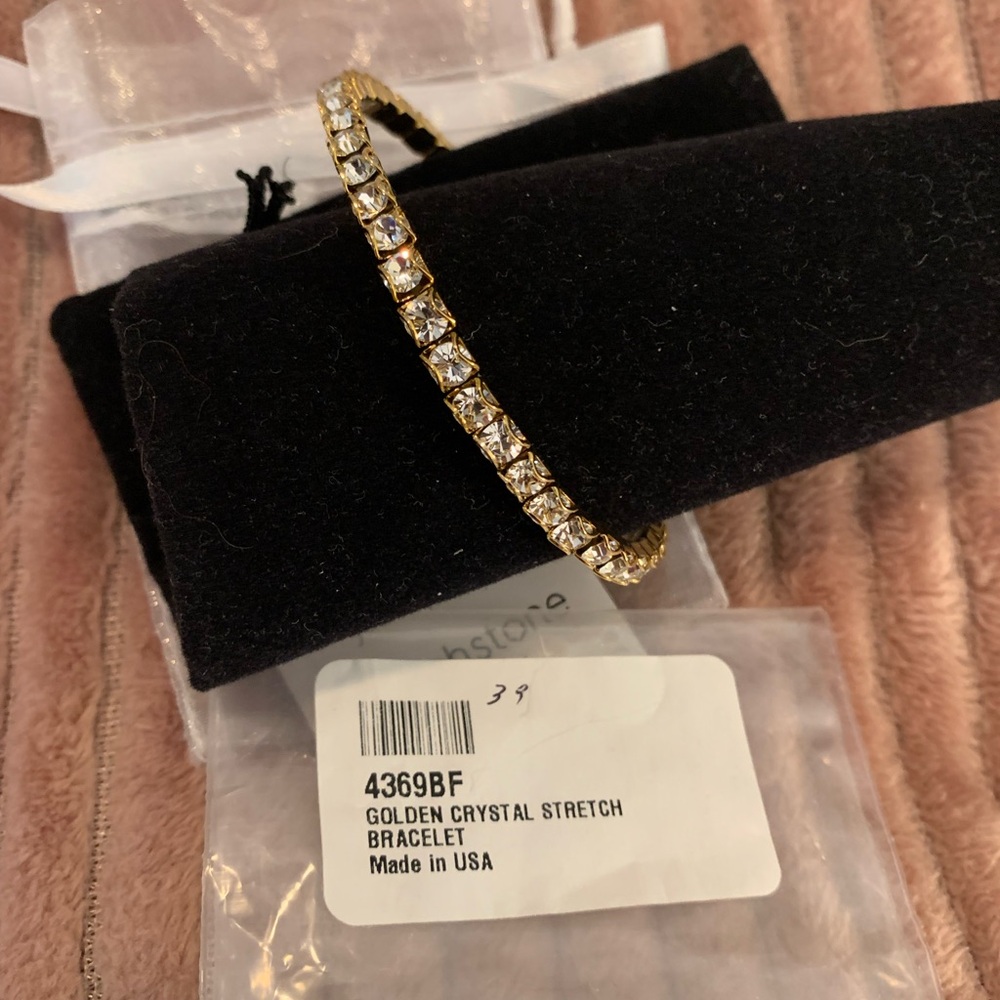 Touchstone Crystal Gold Bracelet with Clear Crystals Golden Crystal Stretch